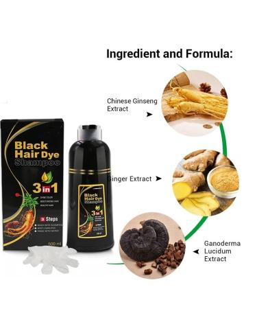 EPMANN 500ml Instant Hair Color Shampoo for Gray Hair - 3 in 1 Easy Hair Dye - 100% Gray Coverage - Herbal Coloring for Men & Women - 17 Fl Oz (Black) - Buy Online on GoSupps.com