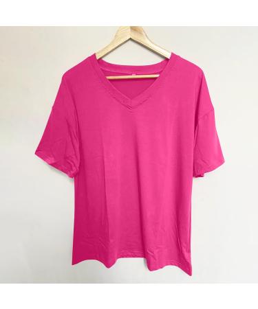 Shop Golatcr Summer Womens T-Shirt - Casual V-Neck Cotton Blouse Printed Tops in Red & Elegant Black | Plus Size Hot Pink XXL Available - Buy Online on GoSupps.com