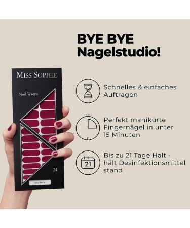 Original Miss Sophie Very Berry Nail Foils - 24 Ultra-Thin Nail Polish Strips for Fingers & Toes - Compatible with Natural Acrylic Gel & Shellac Nails - Buy Online on GoSupps.com