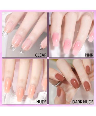Lofuanna 4PCS Poly Gel Nail Kit - Extension Gel Starter Kit with Slip Solution - Professional Technician French Kit - Clear, Pink, Dark Nude, Nude Colors - Buy Online on GoSupps.com