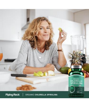 Piping Rock Chlorella Spirulina Organic | 500 Tablets | Vegetarian Pills | Non-GMO Gluten Free Supplement - Buy Online on GoSupps.com