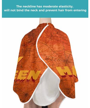 Halloween Barber Cape - Adjustable Salon Hair Cutting Cape for All Ages - Black & Orange Ghost Pumpkin Design - 55x63 Inch - Perfect Hairdressing Accessory - Buy Online on GoSupps.com