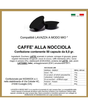  KICKKICK Kickkick Hazelnut Capsules compatible with Lavazza A Modo Mio - 50 capsules - Buy Online on GoSupps.com