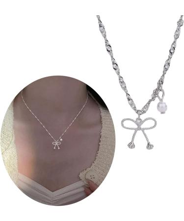 Oralgo Exquisite Hollow Bowknot Adjustable Necklace | Statement Trailer Necklace in Gold for Special Occasions - Buy Online on GoSupps.com