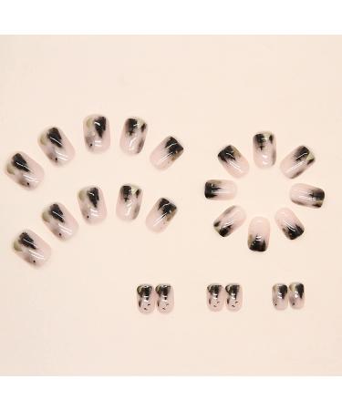 24 Pcs Short Full Cover Press on Nails with Cute Designs - Nude Pink Square False Nails for Women - Glossy Acrylic Fake Nails for Nail Art - Buy Online on GoSupps.com
