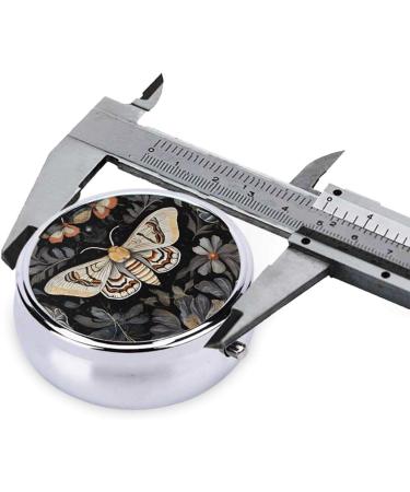 Beautiful Moth Printed Mini Round Pill Box | 3 Compartment Travel Pill Organizer | Portable Medicine Case for Home & Office - Buy Online on GoSupps.com