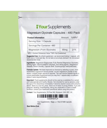 True Fully Chelated Magnesium Glycinate 480 Capsules | UK Made | Vegan Friendly - Buy Online on GoSupps.com