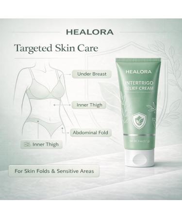 Healora Intertrigo Cream Skin Fold Care & Chafing Support Cream With Zinc Oxide Undecylenic Acid Witch Hazel Extract Tea Tree Oil Supports Skin Comfort for Friction-Prone Areas 2 oz (2) 2 Fl Oz (Pack of 2) - Buy Online on GoSupps.com