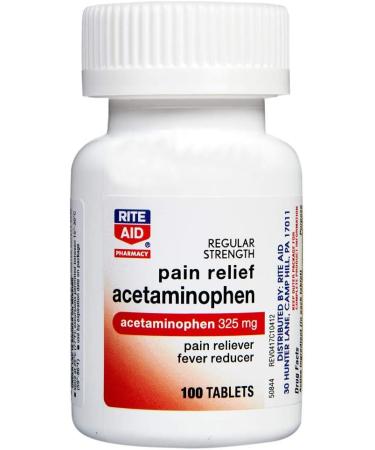 Rite Aid Acetaminophen 325mg - 100 Tablets | Pain Relief & Fever Reducer for Joint, Muscle, Arthritis & Back Pain - Buy Online on GoSupps.com