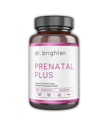 Dr. Brighten Prenatal Plus - Women s Formulation Active B Vitamins Minerals Antioxidants for Pregnant or Nursing Mothers Non-GMO Vegan No Gluten No Soy - 180 Capsules