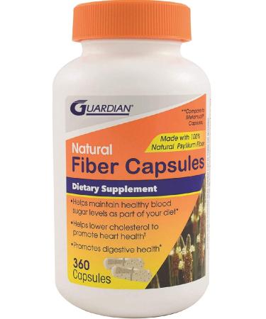 Guardian Psyllium Fiber Capsules, 360 Count Bottle 360 Count (Pack of 1)