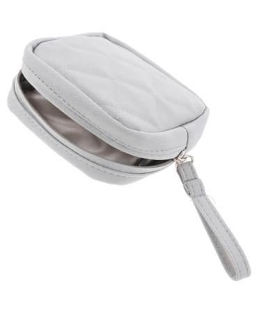Iwowhero leather cosmetics bag zip organizer Storage bags for women's bandages PU gray women's accessory for daily use mini storage container 13x13cm