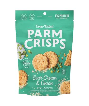 Parm Crisps Snacks Oven-Baked Sour Cream & Onion Cheese Snack 1.75 oz (Pack of 12) Sour Cream & Onion 1.75 Ounce (Pack of 12)