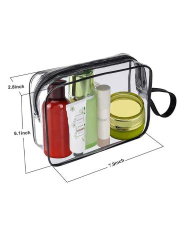 3 Pack TSA Approved Toiletry Bags - Quart Size Carry On Cosmetic Makeup Pouch with Handle for Men and Women (Black) - Buy Online on GoSupps.com