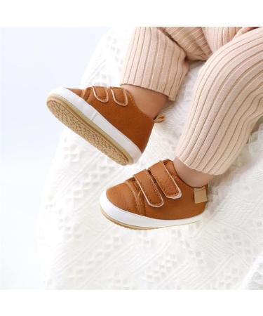 Sonsage Infant Baby Oxford Shoes - PU Leather Lace-Up Anti-Slip Trainer for Boys and Girls | Soft Rubber Sole First Walking Sneakers 0-6 Months - D Brown - Buy Online on GoSupps.com