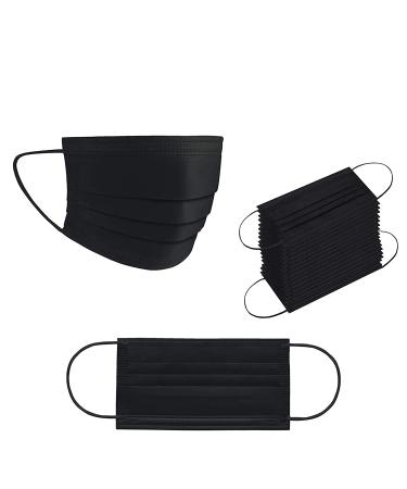 100PCS Black Disposable Face Masks with 3 Layer Protection and Adjustable Ear Loops - Buy Online on GoSupps.com