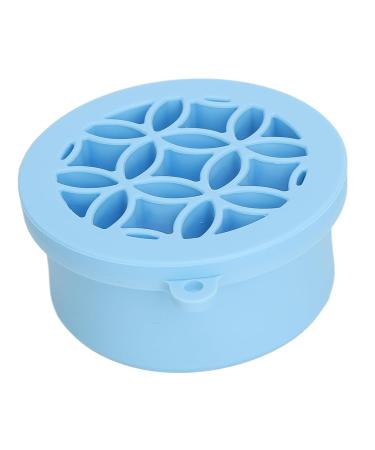 2 in 1 Makeup Brush Cleaner Bowl | Portable Folding Cleaning Mat with Drying Rack | Space-Saving Brush Cleaner in Blue - Buy Online on GoSupps.com