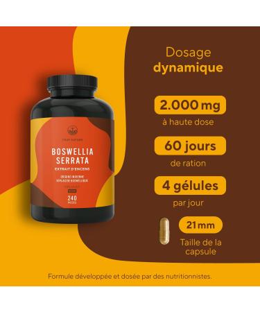 Boswellia Serrata | 2.000mg - 240 G lules - 85% d'Acide Boswellique - Bien- tre Articulation - Encens Indien - Ayurveda Vegan - Sans: Additifs Lactose & Gluten - TRUE NATURE Boswellia Serrata 240 - Buy Online on GoSupps.com