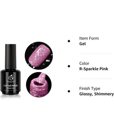 Beetles Pink Glitter Reflective Gel Nail Polish 15ML - Salon Quality, Soak Off, DIY Manicure - R-Sparkle Pink - Buy Online on GoSupps.com