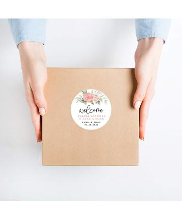 Personalized Peach Floral Wedding Hand Sanitizer & Mask Sticker Labels 120-Pack - Buy Online on GoSupps.com