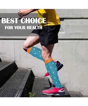 Actinput 4 Pairs Compression Stockings for Men & Women - Colorful Support Socks for Sports Travel & Work - Blue S-M - Buy Online on GoSupps.com