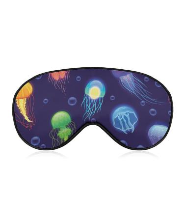 Sleeping Mask Jellyfish Pattern Cartoon Soft Eye Mask with Adjustable Strap Comfortable Blindfold Eyeshade for Night Sleep