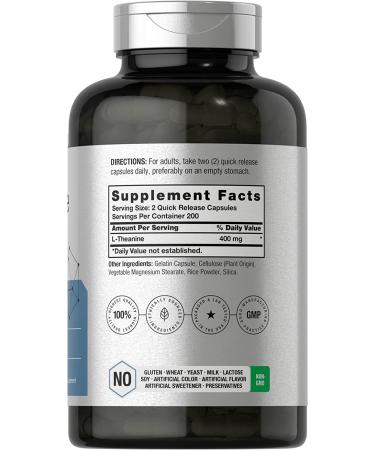 L-Theanine 400mg Capsules - Value Size | High Potency Formula | Non-GMO & Gluten Free by Horbaach - Buy Online on GoSupps.com