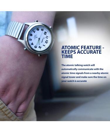 Truedio Atomic Talking Watch for Visually Impaired Men with Stretch Band - Loud English Voice Alarm - Time, Day, Date, Year - Buy Online on GoSupps.com