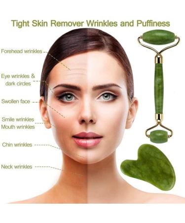 Aruiteng Jade Roller and Gua Sha Massager Tools Face Roller Face Massager Jade Stone Facial Roller for Eye Puffiness Skin Tightening Rejuvenation of The Face and Neck - Buy Online on GoSupps.com