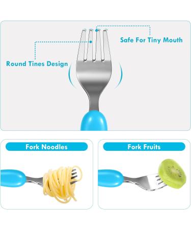 Lehoo Castle 6pcs Stainless Steel Toddler Fork and Spoon Set - Children's Cutlery Flatware in Blue/Yellow - Buy Online on GoSupps.com
