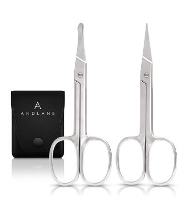 Facial Hair Scissors - Curved and Rounded - Eyebrow Scissors  Mustache  Nose Hair  Beard Trimming Scissors  Safety Use for Eyelashes and Ear Hair - Small Grooming Scissors for Women & Men