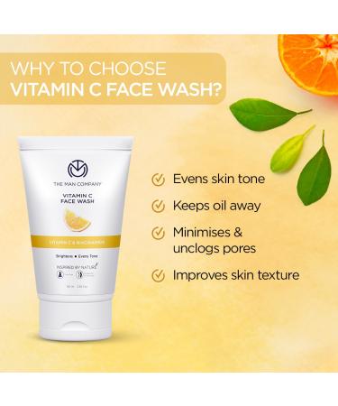 Buy The Man Company Skin Brightening Vitamin C Face Wash - Paraben & SLS Free - 100ml with Turmeric & Moringa | International Shipping Available - Buy Online on GoSupps.com