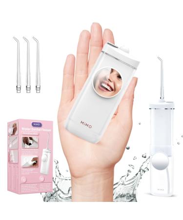 Water Flosser with Mirror Portable Pocket Mini Oral Irrigator 3 Mode Cordless for Travel & Home IPX7 Waterproof Teeth Pick Telescopic Reservoir Water Flosser for Teeth Gums Care White