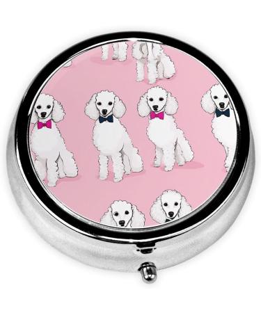 Poodles Dogs Mini Round Pill Box | 3 Compartment Travel Organizer | Portable Pill Case for Home & Office - Buy Online on GoSupps.com