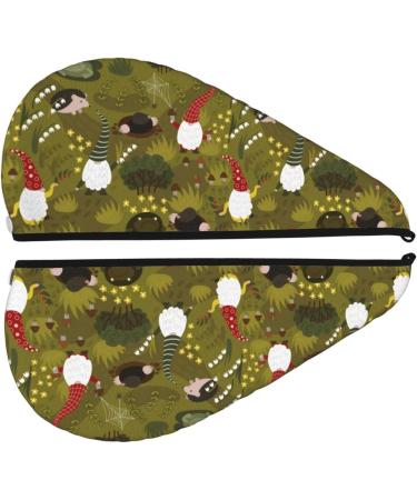 Hair Towel Wrap for Quick Drying - Gnomes Playing in The Garden Design | Premium Hair Turban with Button Closure for Effortless Use - Buy Online on GoSupps.com