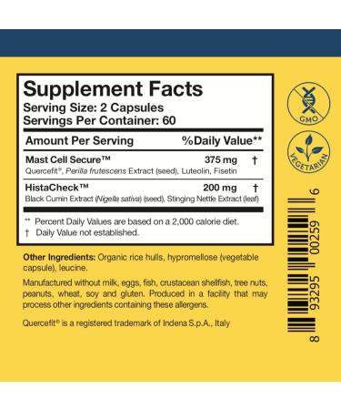 Researched Nutritionals HistaQuel - Dual-Action Histamine & Mast Cell Support Formula - Clinically Researched Flavonoid & Herbal Formula with Stinging Nettle & Black Cumin Seed Oil, 120 Capsules - Buy Online on GoSupps.com