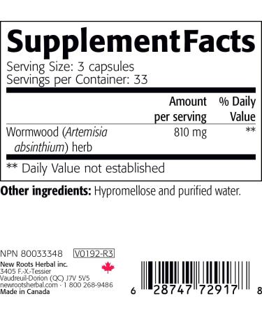 NEW ROOTS HERBAL Wormwood Capsules - 100% Natural Digestive Support Appetite Control & Intestinal Balance - Non-GMO & Gluten Free - Buy Online on GoSupps.com