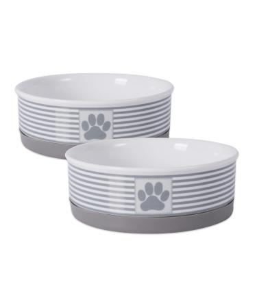 Bone Dry Paw & Patch Ceramic Pet Collection Medium Set, 6x2" Gray