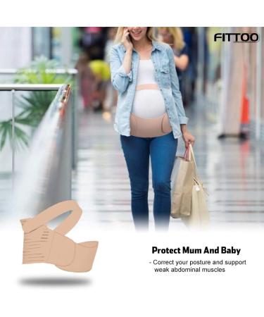 FITTOO Maternity Support Belt | 3-in-1 Pregnancy Back Brace & Abdominal Binder | Lightweight & Adjustable | Available in Beige S-XXL - Buy Online on GoSupps.com