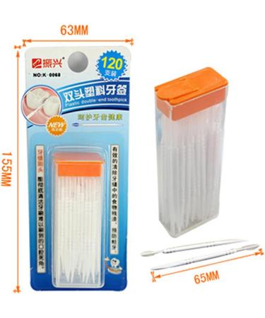 Libcflcc Oral Care Double Head Plastic Toothpicks - 120pcs for Effective Teeth Cleaning - Buy Online on GoSupps.com