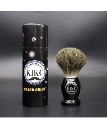 KIKC Handmade Shaving Brush - 100% Pure Badger Hair, Black Wooden Handle | For Safety Razor and Straight Razor | Barber Salon Tool - T1(Wood) - Buy Online on GoSupps.com
