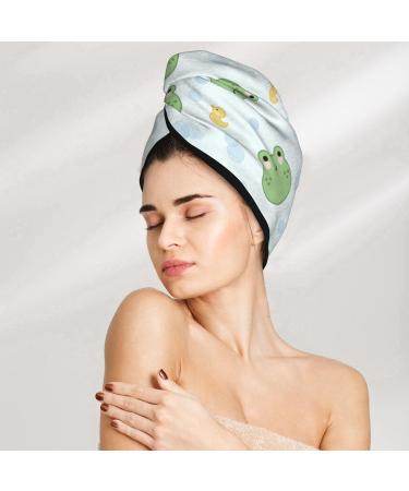Buy Kawaii Frogs Microfiber Hair Towel - Soft Super Absorbent Quick Dry Hair Wrap for Women | Perfect for Long Curly & Thick Hair - Buy Online on GoSupps.com