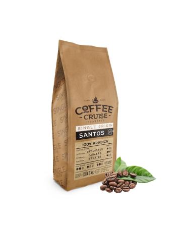 COFFEE CRUISE Santos Coffee Beans 1 kg - Medium Roast - Aromatic Caramels - For all Coffee Machines - 100% Arabica