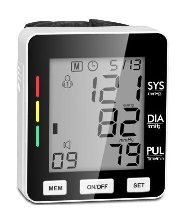 Blood Pressure Monitor, Alecaremed Wrist Blood Pressure Monitor with Adjustable Wrist Cuff, Large LCD Display 198 Reading Memory Voice Automatic Digital BP Machine for Home Use Black