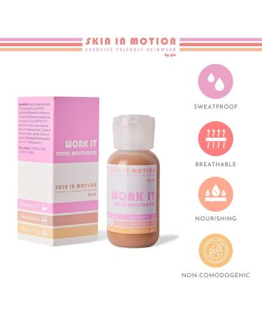 Skin in Motion Work It Moisturizer Tinted Sweat Resistant with Long Lasting Coverage Menopause Makeup Daily Tinted Moisturizer | Shade 3.0 Dark - Buy Online on GoSupps.com