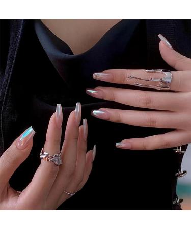24pcs Long Coffin Ballerina False Nails with Glue - Aurora Nude | Full Cover Press on Manicure for Women and Girls - Cool Fake Nails - Buy Online on GoSupps.com