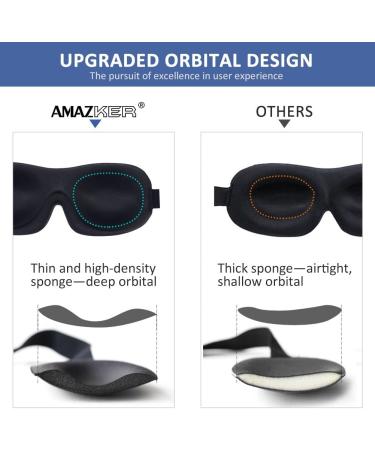 AMAZKER Invisible Alar Deep Orbit 3D Eye Mask - Ultra Lightweight & Comfortable Sleep Mask for Travel, Nap, Shift Work - Black & Blue - Buy Online on GoSupps.com