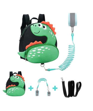 Toddler Backpack with Anti-Lost Harness Small Dinosaur Backpack Safety Leash for Boys and Girls Age 1-2 Years Old  Green