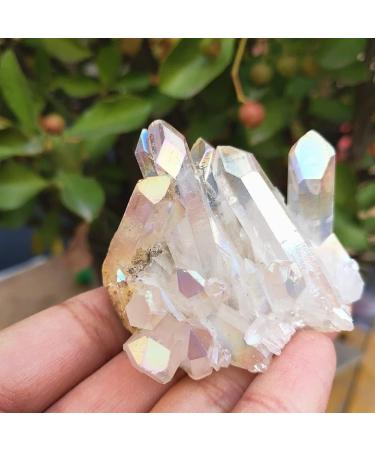 Natural Crystal 70grams Natural White Angel Crystal Cluster Electroplating Titanium Coating Quartz Cluster Power Crystal - Buy Online on GoSupps.com