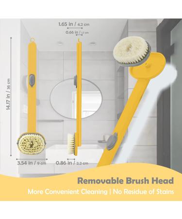 Long Handle Bath Body Brush - PUSCOBSY Yellow Back Scrubber for Shower - Exfoliating & Cleansing Shower Brush - 14 inch - Buy Online on GoSupps.com